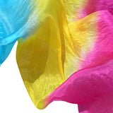 Maxbell Silk Belly Dance Fan Bamboo Long Fans Veils for Costume Accessories Carnival blue yellow rose red