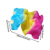 Maxbell Silk Belly Dance Fan Bamboo Long Fans Veils for Costume Accessories Carnival blue yellow rose red