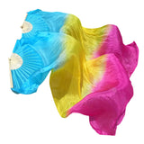 Maxbell Silk Belly Dance Fan Bamboo Long Fans Veils for Costume Accessories Carnival blue yellow rose red