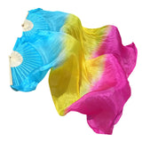Maxbell Silk Belly Dance Fan Bamboo Long Fans Veils for Costume Accessories Carnival blue yellow rose red