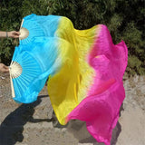 Maxbell Silk Belly Dance Fan Bamboo Long Fans Veils for Costume Accessories Carnival blue yellow rose red