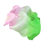 Maxbell Silk Belly Dance Fan Bamboo Long Fans Veils for Costume Accessories Carnival pink light green