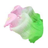Maxbell Silk Belly Dance Fan Bamboo Long Fans Veils for Costume Accessories Carnival pink light green