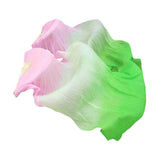 Maxbell Silk Belly Dance Fan Bamboo Long Fans Veils for Costume Accessories Carnival pink light green