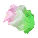 Maxbell Silk Belly Dance Fan Bamboo Long Fans Veils for Costume Accessories Carnival pink light green