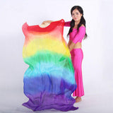 Maxbell Silk Belly Dance Fan 1.8M Long for Stage Performances Wedding Shows Carnival Style A
