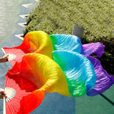 Maxbell Silk Belly Dance Fan 1.8M Long for Stage Performances Wedding Shows Carnival Style A