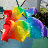 Maxbell Silk Belly Dance Fan 1.8M Long for Stage Performances Wedding Shows Carnival Style A