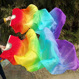 Maxbell Silk Belly Dance Fan 1.8M Long for Stage Performances Wedding Shows Carnival Style A