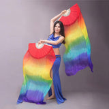 Maxbell Silk Belly Dance Fan 1.8M Long for Stage Performances Wedding Shows Carnival Style A
