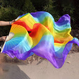 Maxbell Silk Belly Dance Fan 1.8M Long for Stage Performances Wedding Shows Carnival Style C
