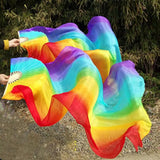 Maxbell Silk Belly Dance Fan 1.8M Long for Stage Performances Wedding Shows Carnival Style C