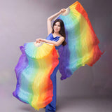 Maxbell Silk Belly Dance Fan 1.8M Long for Stage Performances Wedding Shows Carnival Style C