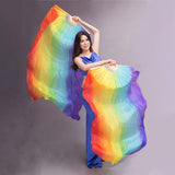 Maxbell Silk Belly Dance Fan 1.8M Long for Stage Performances Wedding Shows Carnival Style C