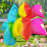 Maxbell Silk Belly Dance Fan 1.8M Long for Stage Performances Wedding Shows Carnival Style D