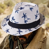 Maxbell Fedoras Sun Protection Summer Fashion Panama Hat for Vocation Hiking Holiday white