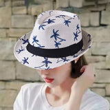 Maxbell Fedoras Sun Protection Summer Fashion Panama Hat for Vocation Hiking Holiday white