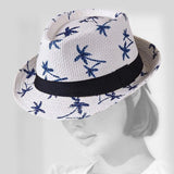 Maxbell Fedoras Sun Protection Summer Fashion Panama Hat for Vocation Hiking Holiday white