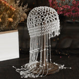 Maxbell Tassel Pearl Headpiece Flapper Bridal Tassel Cap for Parties Wedding Cosplay