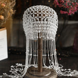 Maxbell Tassel Pearl Headpiece Flapper Bridal Tassel Cap for Parties Wedding Cosplay
