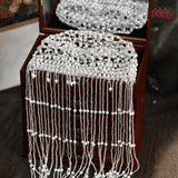 Maxbell Tassel Pearl Headpiece Flapper Bridal Tassel Cap for Parties Wedding Cosplay