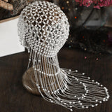 Maxbell Tassel Pearl Headpiece Flapper Bridal Tassel Cap for Parties Wedding Cosplay