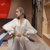 Maxbell Tassel Pearl Headpiece Flapper Bridal Tassel Cap for Parties Wedding Cosplay