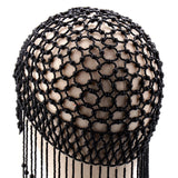 Maxbell Tassel Pearl Headpiece Flapper Bridal Tassel Cap for Parties Wedding Cosplay