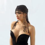 Maxbell Tassel Pearl Headpiece Flapper Bridal Tassel Cap for Parties Wedding Cosplay