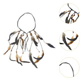 Maxbell Indian Feather Headband Braided Band Hair Accessory for Prom Holiday Cosplay Brown