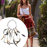 Maxbell Indian Feather Headband Braided Band Hair Accessory for Prom Holiday Cosplay Brown