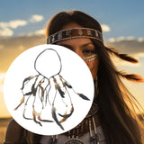 Maxbell Indian Feather Headband Braided Band Hair Accessory for Prom Holiday Cosplay Brown