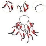 Maxbell Indian Feather Headband Braided Band Hair Accessory for Prom Holiday Cosplay Red
