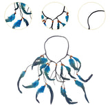 Maxbell Indian Feather Headband Braided Band Hair Accessory for Prom Holiday Cosplay Blue