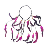 Maxbell Indian Feather Headband Braided Band Hair Accessory for Prom Holiday Cosplay Rose Red