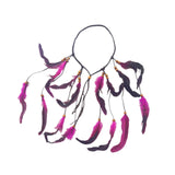 Maxbell Indian Feather Headband Braided Band Hair Accessory for Prom Holiday Cosplay Rose Red