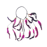 Maxbell Indian Feather Headband Braided Band Hair Accessory for Prom Holiday Cosplay Rose Red