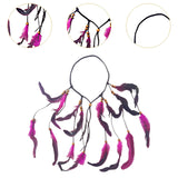 Maxbell Indian Feather Headband Braided Band Hair Accessory for Prom Holiday Cosplay Rose Red