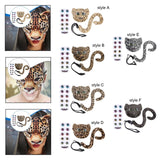 Maxbell Faux Leopard Mask and Tail Cosplay Costume for Stage Show Soft Bendable Tail Style A