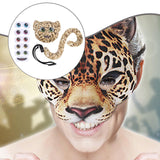 Maxbell Faux Leopard Mask and Tail Cosplay Costume for Stage Show Soft Bendable Tail Style A