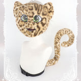 Maxbell Faux Leopard Mask and Tail Cosplay Costume for Stage Show Soft Bendable Tail Style A