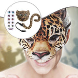 Maxbell Faux Leopard Mask and Tail Cosplay Costume for Stage Show Soft Bendable Tail Style B