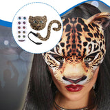 Maxbell Faux Leopard Mask and Tail Cosplay Costume for Stage Show Soft Bendable Tail Style B