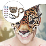 Maxbell Faux Leopard Mask and Tail Cosplay Costume for Stage Show Soft Bendable Tail Style C
