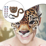 Maxbell Faux Leopard Mask and Tail Cosplay Costume for Stage Show Soft Bendable Tail Style D
