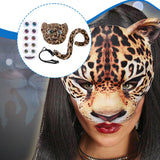 Maxbell Faux Leopard Mask and Tail Cosplay Costume for Stage Show Soft Bendable Tail Style D