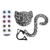 Maxbell Faux Leopard Mask and Tail Cosplay Costume for Stage Show Soft Bendable Tail Style E