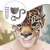 Maxbell Faux Leopard Mask and Tail Cosplay Costume for Stage Show Soft Bendable Tail Style E