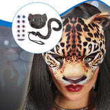 Maxbell Faux Leopard Mask and Tail Cosplay Costume for Stage Show Soft Bendable Tail Style F