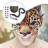 Maxbell Faux Leopard Mask and Tail Cosplay Costume for Stage Show Soft Bendable Tail Style F